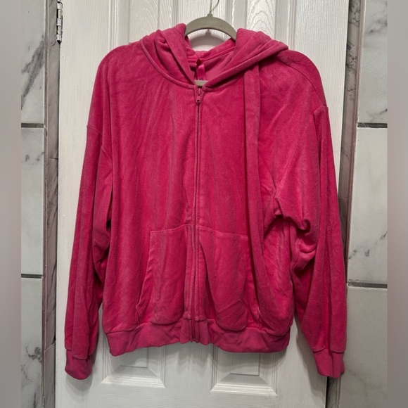 SKIMS Pink Terry Cloth Full Zip Hoodie W/ Pockets Women’s Size 2X - Picture 2 of 11